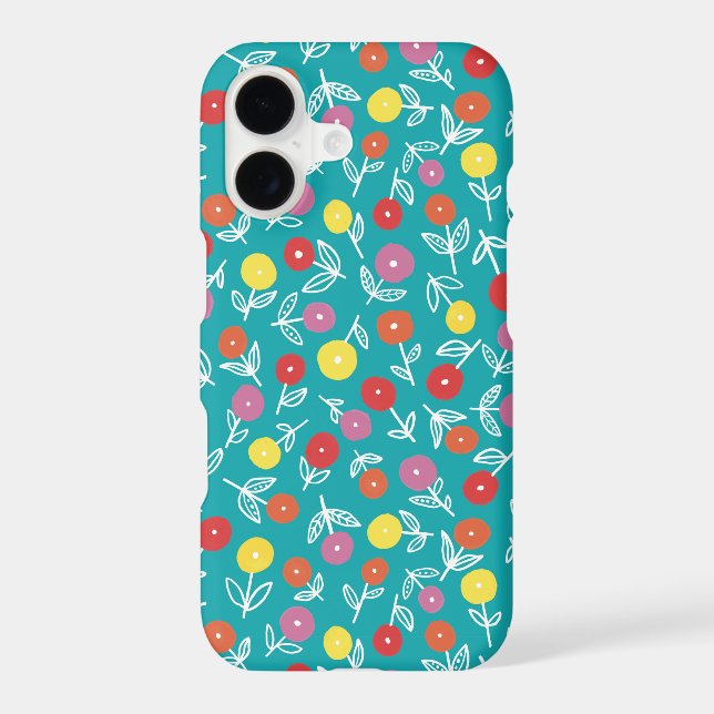 Teal Blue Floral Ditsy iPhone Case (Back)