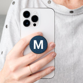Teal Blue Foil Look and Monogram PopSocket