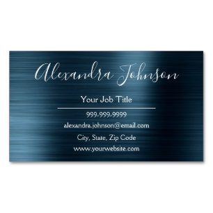 Teal Blue Foil Modern and Elegant Business Card Magnet