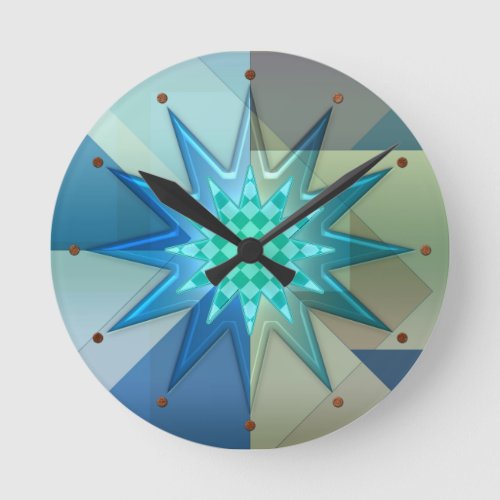 Teal Blue Geometric Harlequin Acrylic Wall Clock