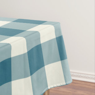 Teal Blue Gingham / Buffalo Check Tablecloth