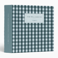 Teal Blue Gingham Personalized Family Photo