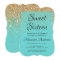 Teal Blue Girly Glitter Sparkle Sweet 16 Birthday