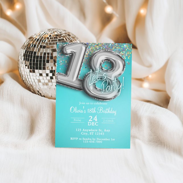 Teal blue glitter 18th Invitation (Creator Uploaded)