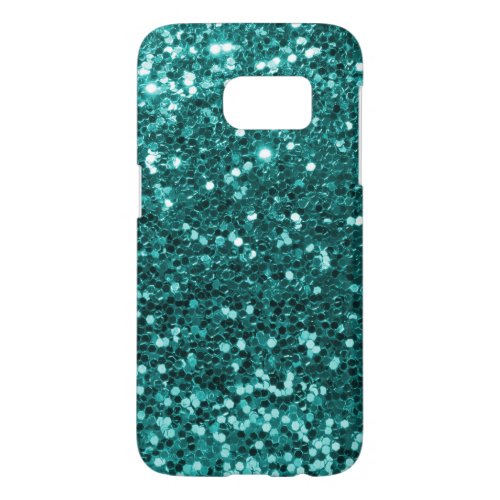 Teal Blue Glitter Samsung Galaxy S7 Case