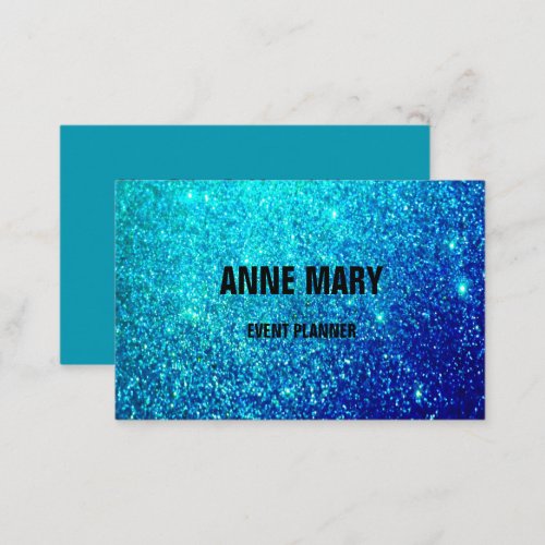 Teal Blue Glitter Colorful Wedding Event Planner Business Card