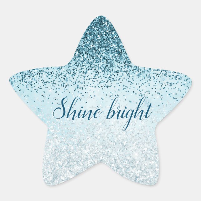 Teal Blue Glitter Glitz sparkle glam Star Sticker (Front)