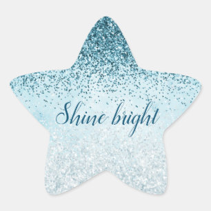 Teal Blue Glitter Glitz sparkle glam Star Sticker