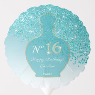 Teal Blue Glitter Sweet 16 Paris Boutique Balloon