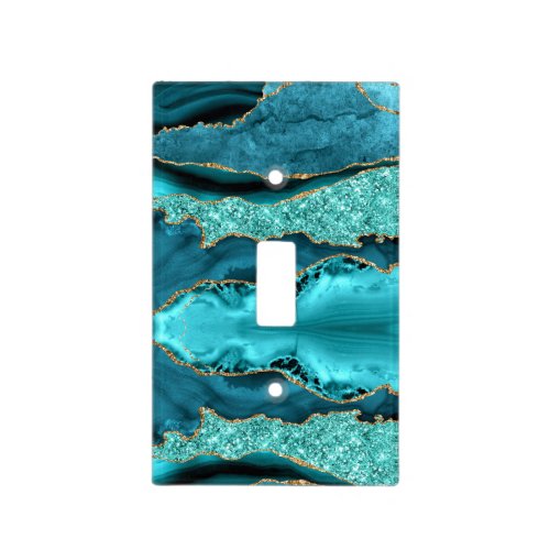 Teal Blue Gold Aqua Turquoise Light Switch Cover