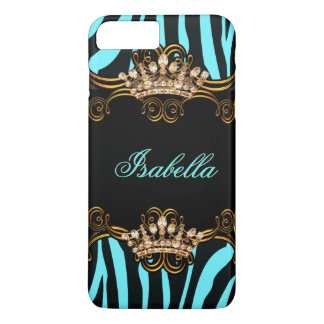 Teal Blue Gold Bronze Tiara Crown Zebra iPhone 8 Plus/7 Plus Case