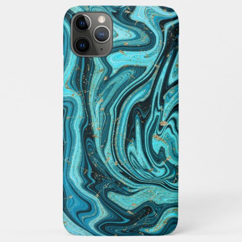 Teal Blue  Gold Chic Swirl Modern Abstract iPhone 11 Pro Max Case