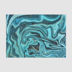 Teal Blue & Gold Chic Swirl Modern Wedding Tissue Paper