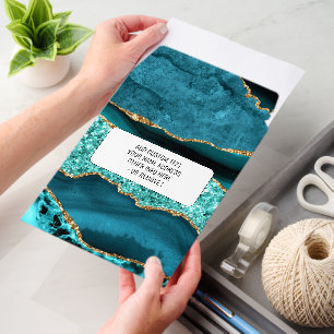Teal Blue Gold Envelope Mailers Personalized