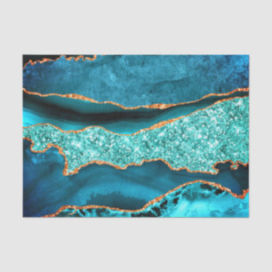 Teal Blue Gold Glitter Aqua Turquoise Tissue Paper