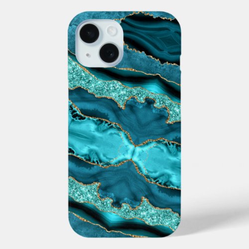 Teal Blue Gold Glitter Turquoise iPhone Case Gift