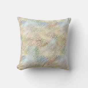 Teal Blue Gold Green Glam Leopard Print Throw Pillow