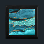 Teal Blue Gold Marble Aqua Turquoise Gift Box<br><div class="desc">Gift Boxes with Agate Teal Blue Gold Glitter Marble Aqua Turquoise Geode Customizable Gift Box - or Add Your Name / Text - Make Your Special Gift Box ! Resize and move or remove / add text / elements with Customization tool ! Design by MIGNED ! Please see my other...</div>