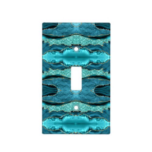 Teal Blue Gold Marble Turquoise Light Switch Cover