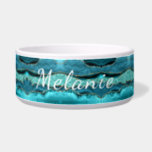 Teal Blue Gold Marble Turquoise Your Name Pet Bowl<br><div class="desc">Pet Bowls with Agate Teal Blue Gold Glitter Marble Aqua Turquoise Geode Customizable Gift - Add Your Name / Text - Make Your Special Gift ! Resize and move or remove / add text / elements with Customization tool ! Design by MIGNED ! Please see my other projects / designs...</div>