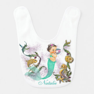 Teal Blue Gold Mermaid Bib