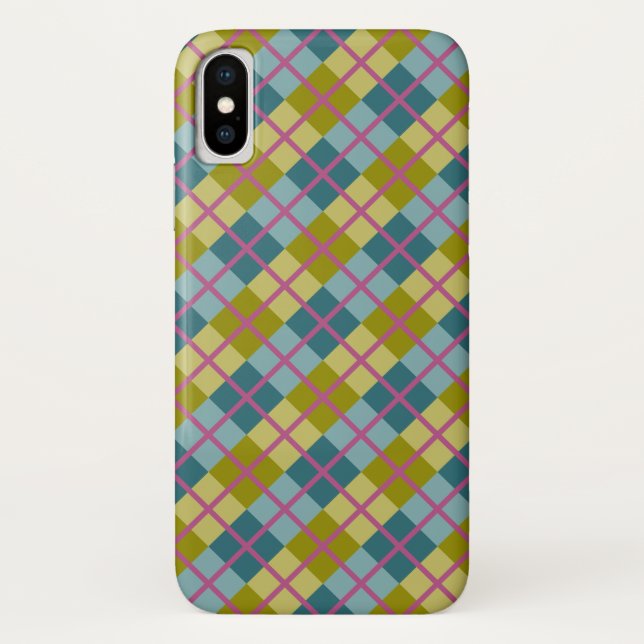 Teal Blue Gold Yellow Magenta Pattern Case-Mate iPhone Case (Back)