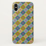 Teal Blue Gold Yellow Magenta Pattern iPhone X Case