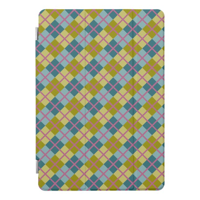 Teal Blue Gold Yellow Magenta Pattern iPad Pro Cover (Front)
