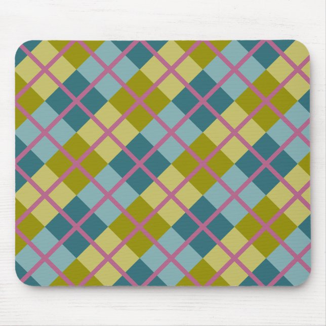 Teal Blue Gold Yellow Magenta Pattern Mouse Pad (Front)