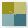 Teal Blue Gold Yellow Square Wall Clock