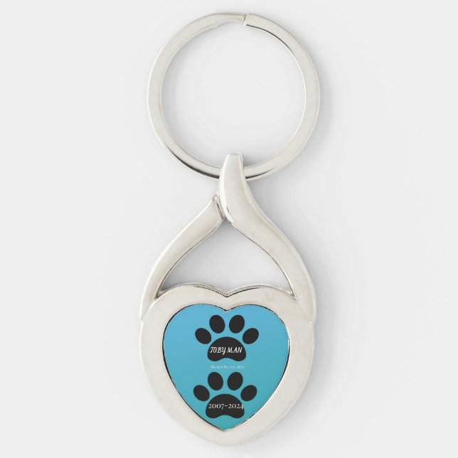 Teal Blue Gradient Always By My Side Tribute Keychain (Front)