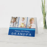 Teal Blue Grandpa Photo Collage Happy Birthday Card<br><div class="desc">Celebrate your Grandpa with this special custom Happy Birthday Card. Decorated in shades of teal blue it features a three photo collage with "Happy Birthday Grandpa"  in a modern white typography. Photos and text are easily customized.  Inside has been left blank for your special message.</div>