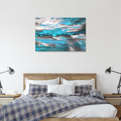 Teal Blue Gray Black Abstract  Canvas Print