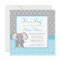 Teal Blue Gray Elephant Polka Dot Boy Baby Shower
