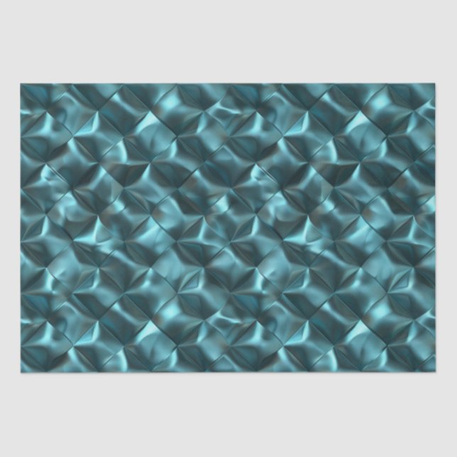 Teal Blue Green Abstract Glam Tissue Paper (Front)