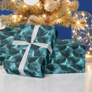 Teal Blue Green Abstract Glam Wrapping Paper
