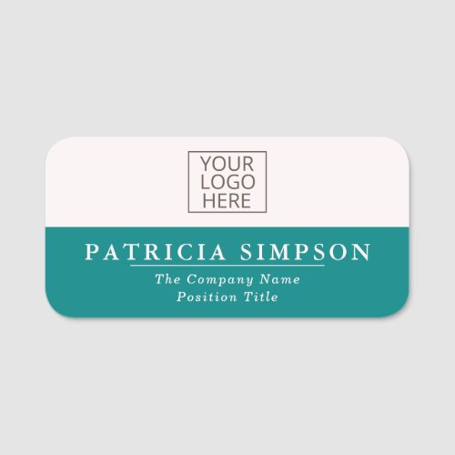 Teal Blue Green And Pearly White Clean And Modern Name Tag