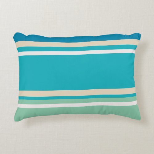 Teal Blue green and Turquoise Stripes  Accent Pillow
