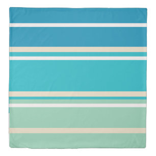 Teal Blue, green and Turquoise Stripes Duvet Cover