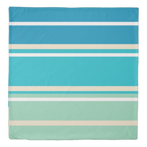 Teal Blue green and Turquoise Stripes   Duvet Cover