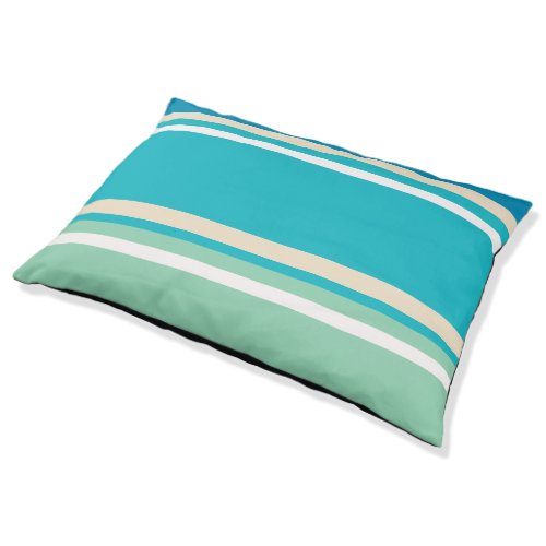 Teal Blue green and Turquoise Stripes   Pet Bed