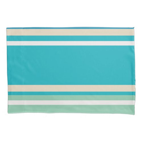 Teal Blue green and Turquoise Stripes  Pillow Case