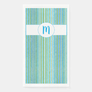 Teal, Blue, Green, and White Stripes Paper Guest Towels