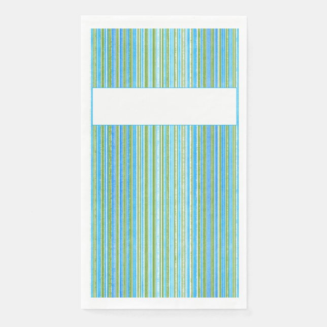 Teal, Blue, Green, and White Stripes Paper Guest Towels (Front)
