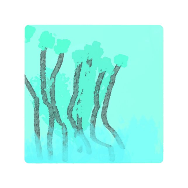 Teal Blue Green Beachside Nature Water Abstract Metal Print (Front)