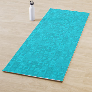 Teal blue-green concentric squares pattern yoga mat