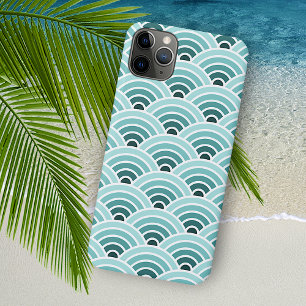 Teal Blue Green Concentric Waves Art Pattern iPhone 11 Pro Max Case