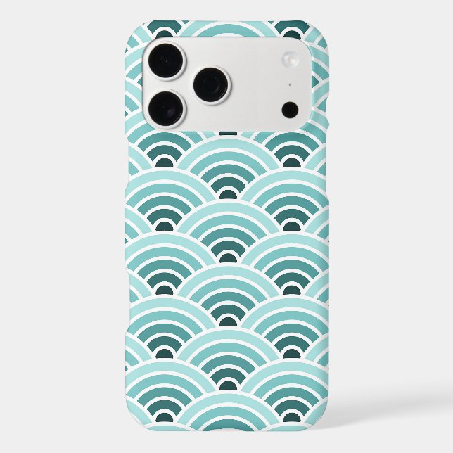 Teal Blue Green Concentric Waves Art Pattern Iphone Case (Back)