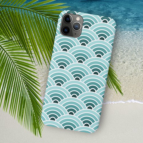 Teal Blue Green Concentric Waves Art Pattern iPhone 11Pro Max Case