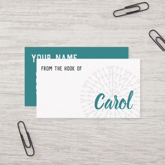 Teal Blue Green Crochet Chart Business Card (Front/Back In Situ)